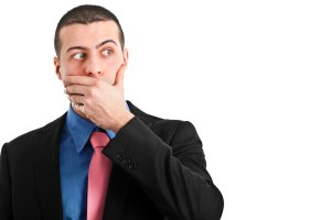 embarrassed young businessman